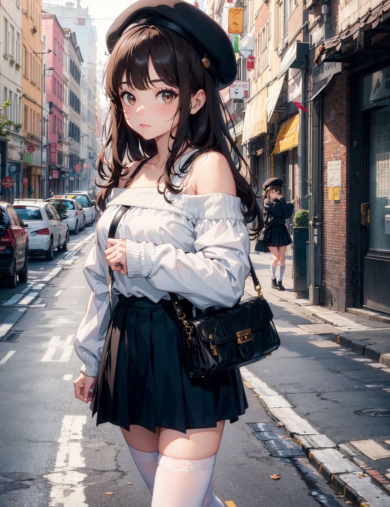 18210-1026045682-masterpiece, best quality, 1girl, bag, upper body, street, bangs, bare shoulders, beret, black footwear, black headwear, brown e.png